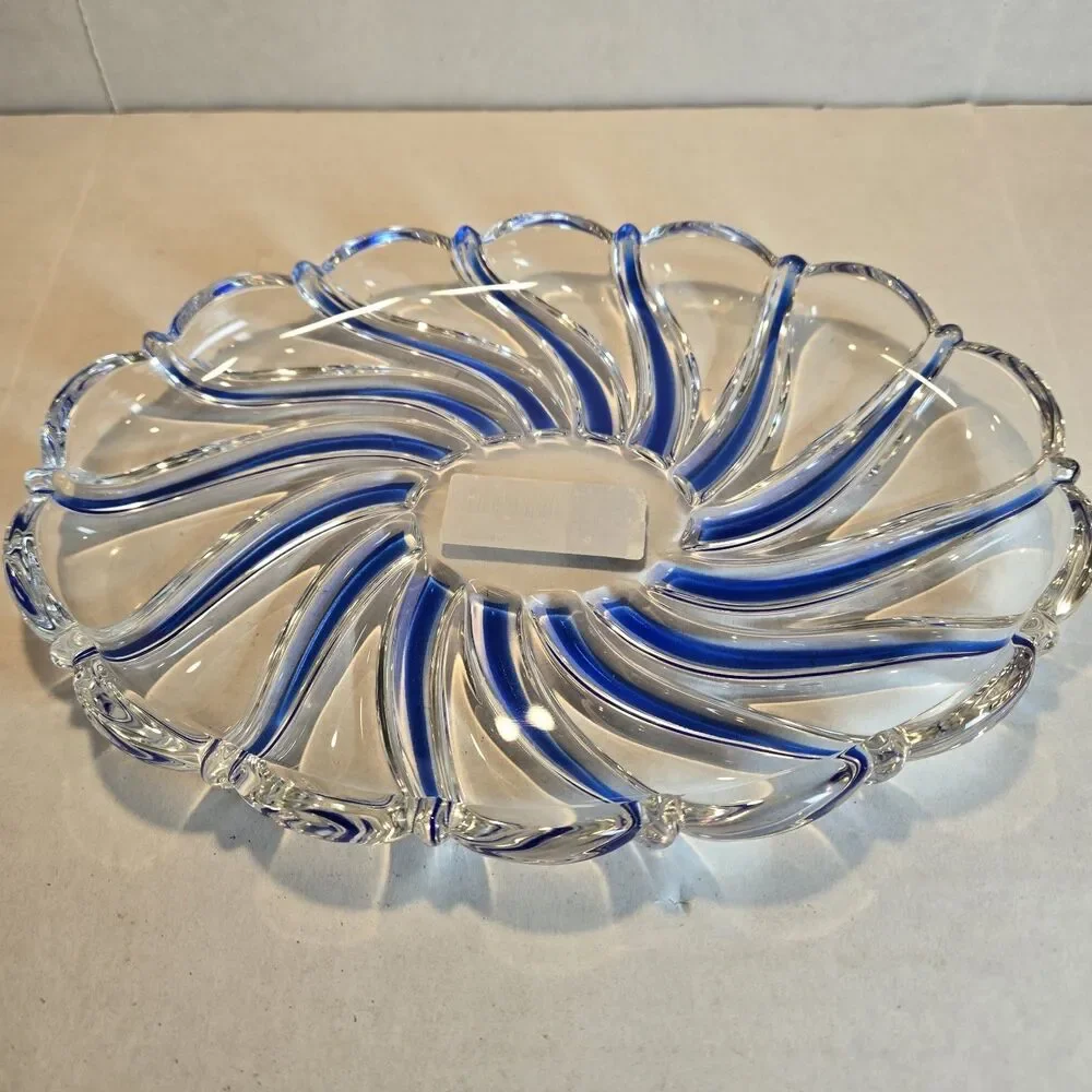 Mikasa Blue Peppermint Swirl Oval Sweet Candy Tray Plate